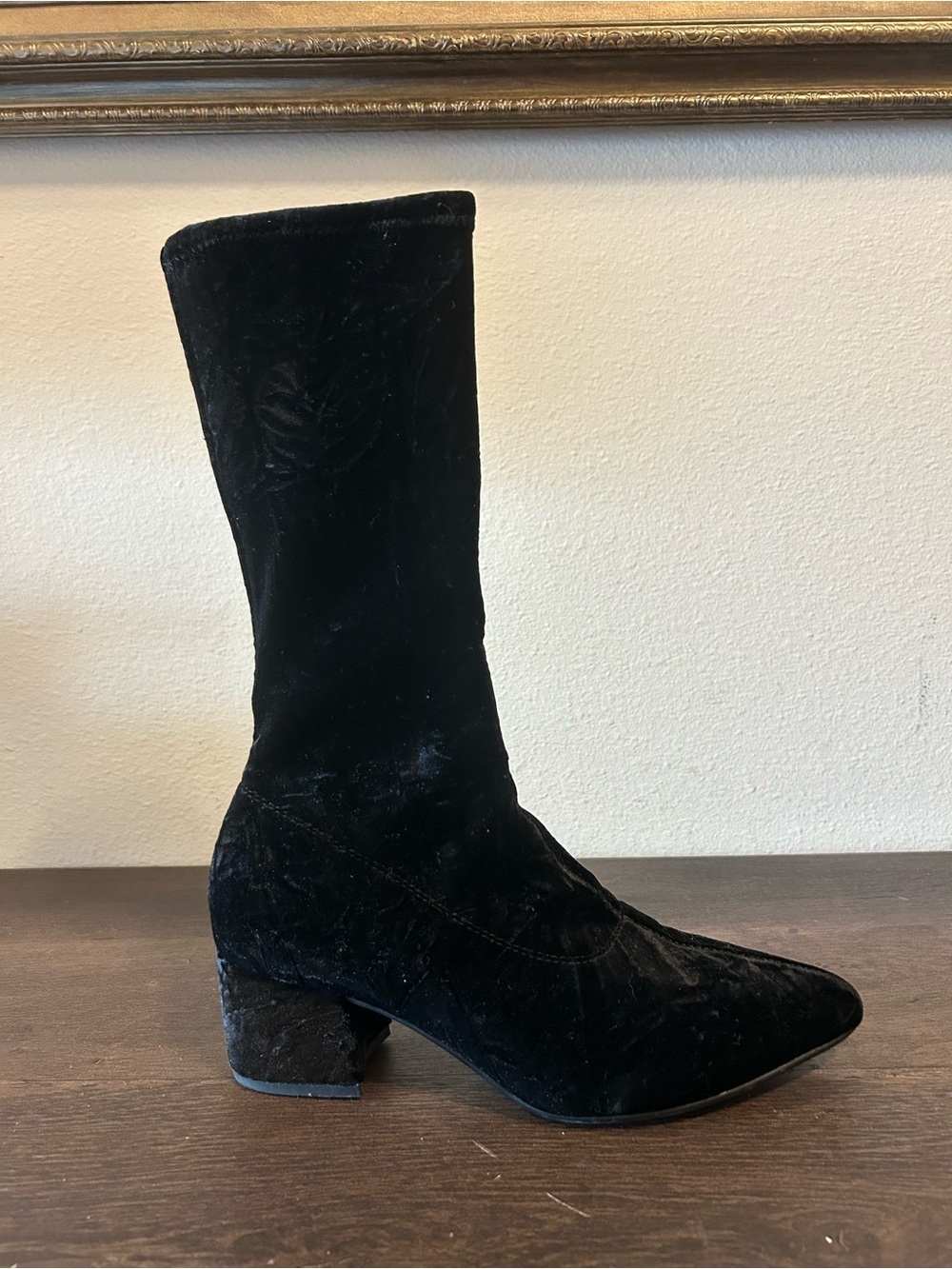 Vegabond Mya Mid Calf Velvet Boots